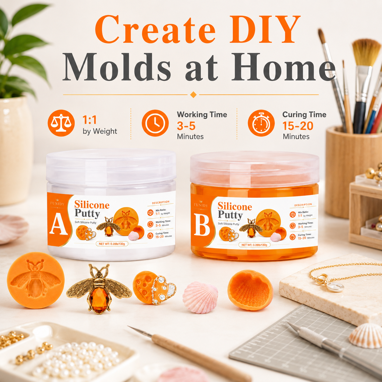 Soap Making Lye - SILICONE PUTTY Making Kit, Fast Curing,