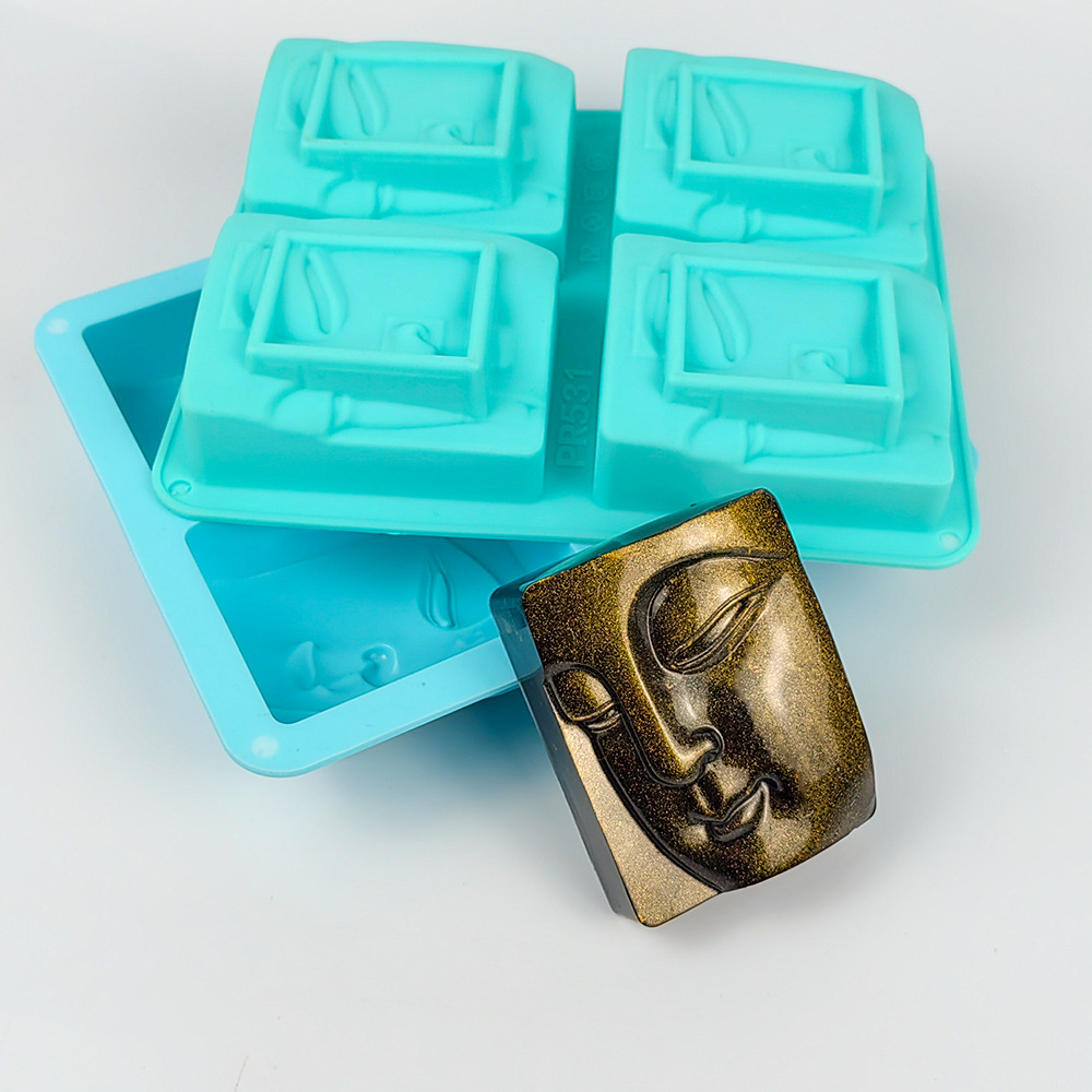 Soap Making Lye - 4 Holes Buddha Portrait Soap Mold