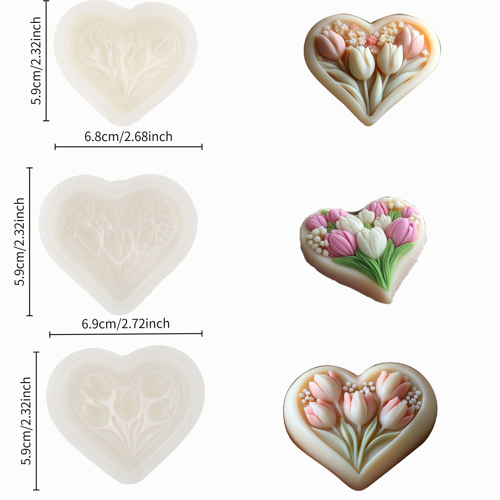 3D heart-shaped tulip silicone – Soap Making Game Bewertung und Preis